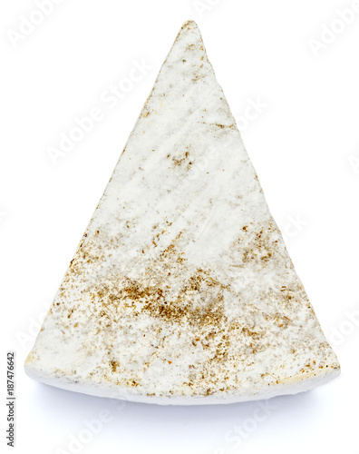 traditional french brie cheese on a white background. Clipping path