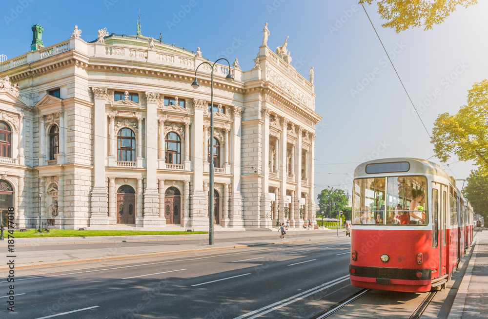 Wiener Burgtheater with traditional tram, Vienna, Austria