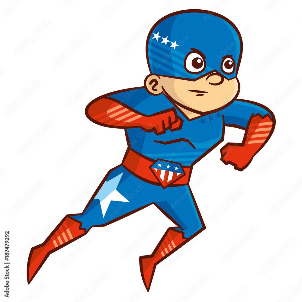 Plakat Chłopiec superbohatera Postać z kreskówki