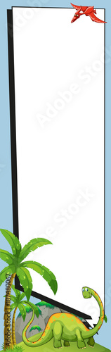Banner template with brachiosaurus and pterosaur