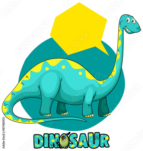 Sticker template with dinosaur brachiosaurus