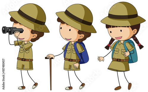 Three kids in scout uniform