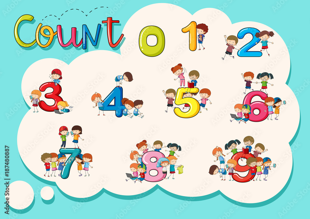 Fototapeta premium Counting numbers one to nine poster