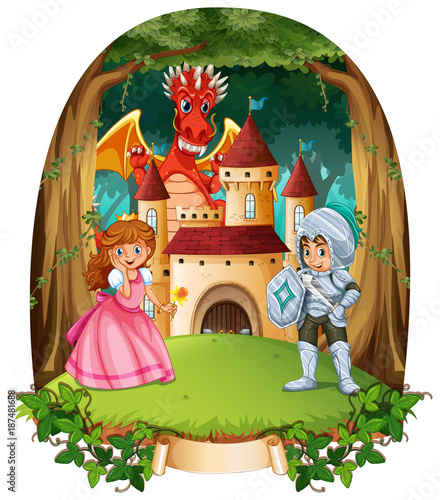 Fairytale scene with prince and princess
