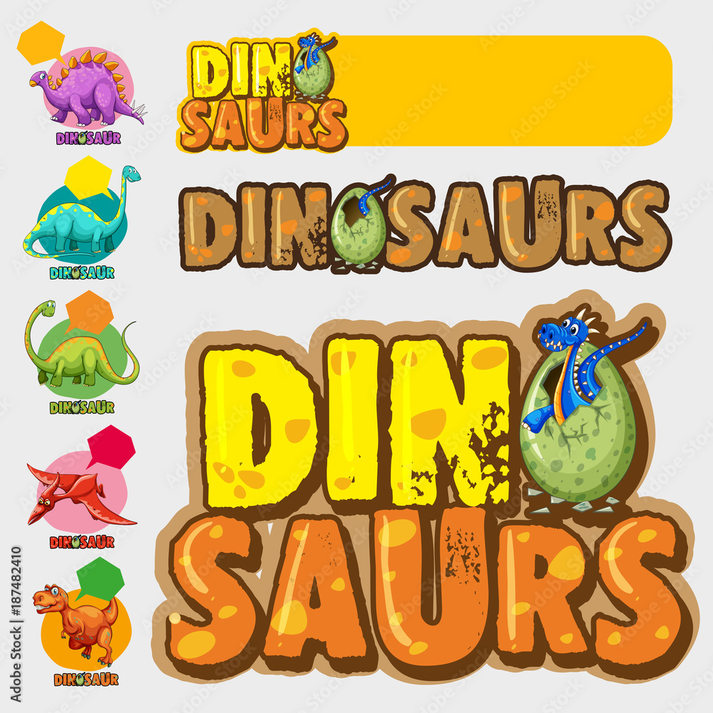Obraz premium Different designs with many dinosaurs