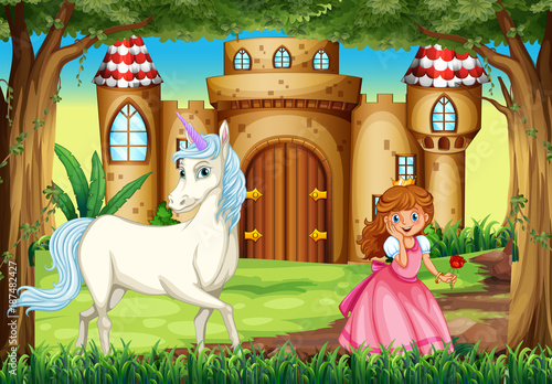 Scene with princess and unicorn