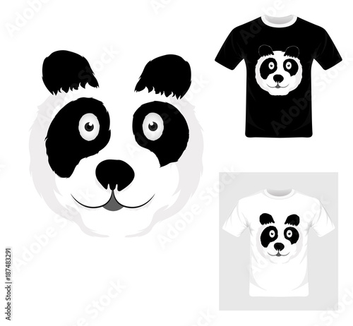Fototapeta Naklejka Na Ścianę i Meble -  T-shirt graphic design. Black and white panda vector illustration