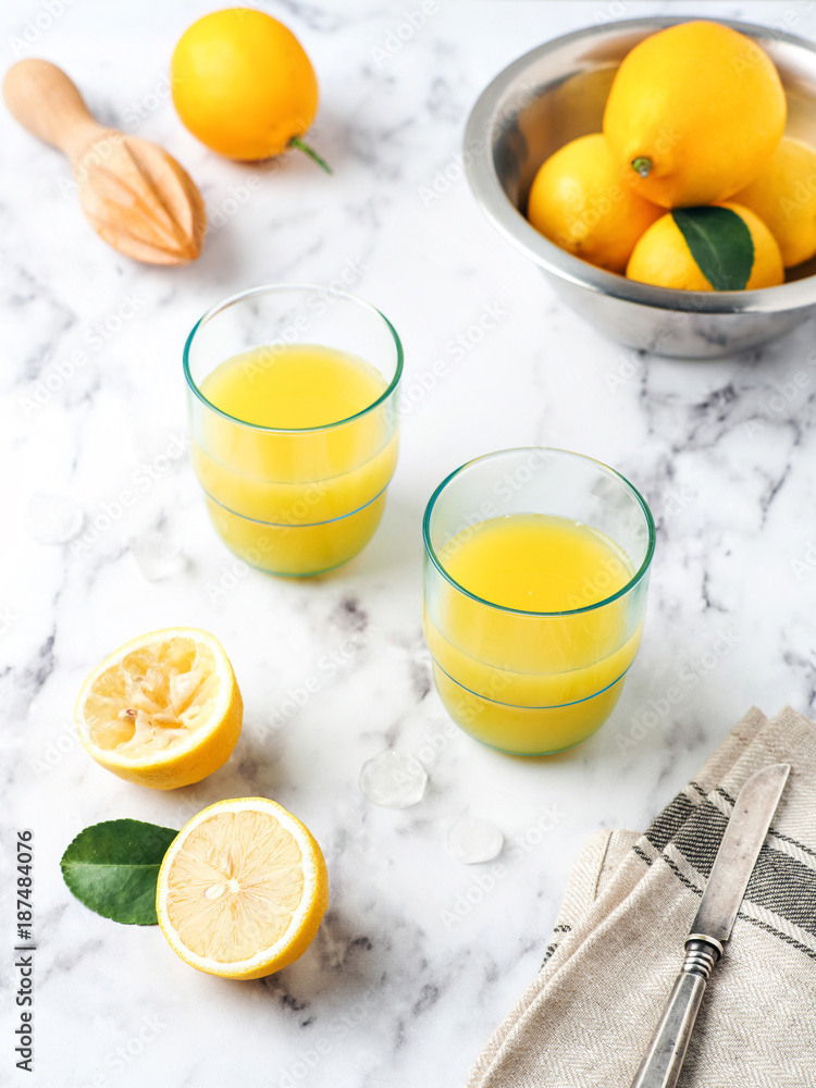 Two glasses of lemon juice Two glasses of lemon juice