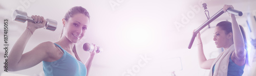 Beautiful young girl exerci...