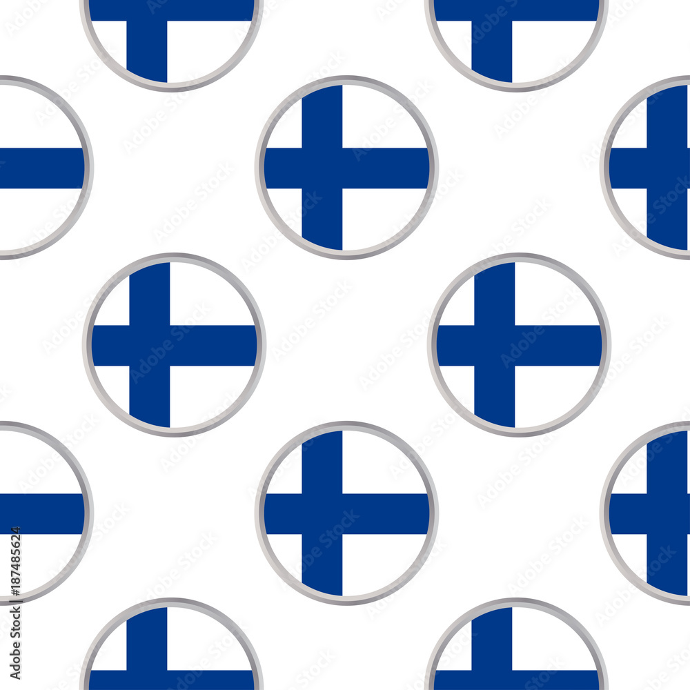 Seamless pattern from circles with flag of Finland.