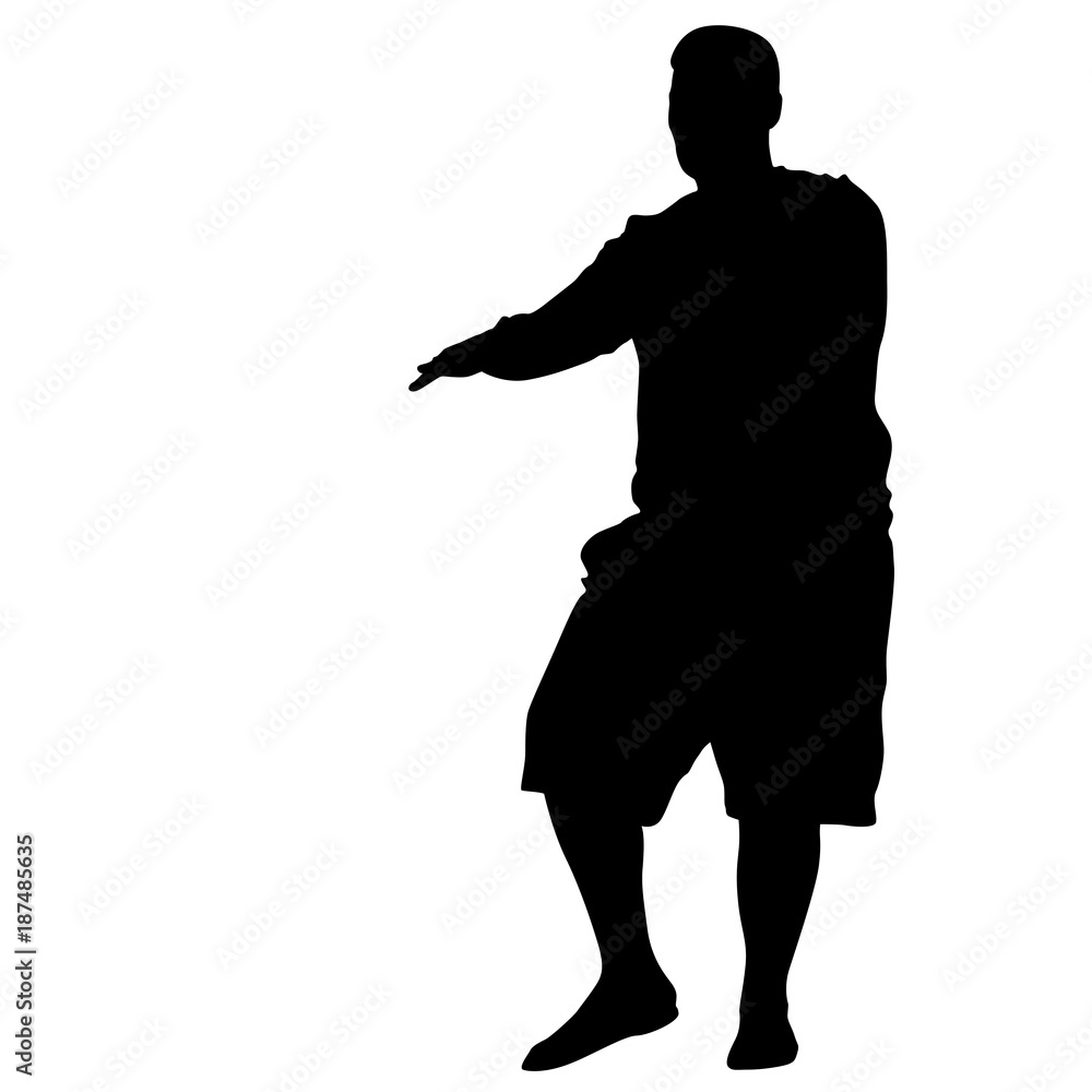 Silhouette of People dancing full and thick on White Background
