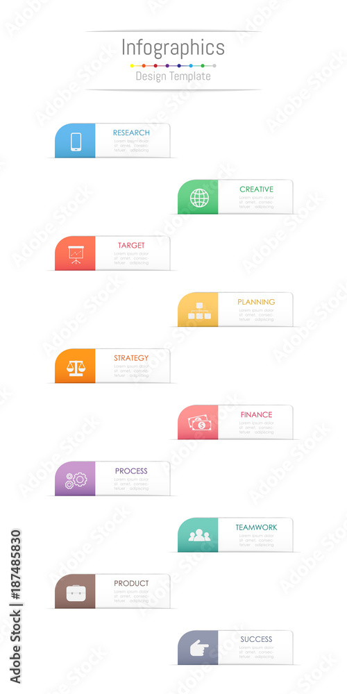 Infographic design elements for your business data with 10 options, parts, steps, timelines or processes. Vector Illustration. Infographic design elements for your business data with 10 options, parts, steps, timelines or processes. Vector Illustration.