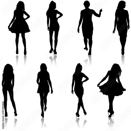 Beautiful fashion girl silhouette on a white background