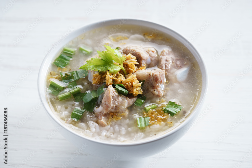 rice congee with pock meat