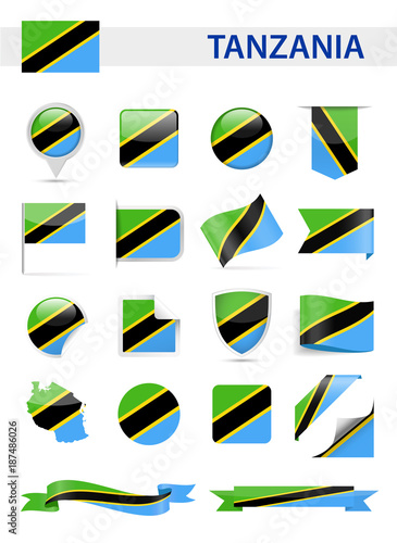 Tanzania Flag Vector Set