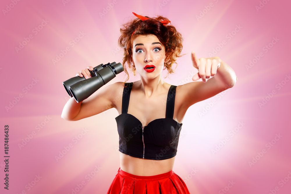 girl with binoculars