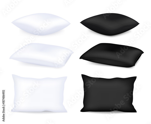 Realistic vector pillows on transparent background. Set pillows.