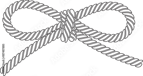 Outlined vector rope bow isolated on a white background.