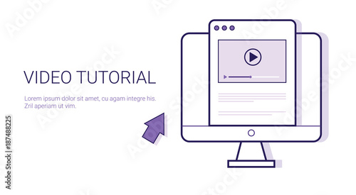 Video Tutorial Online Education Business Concept Template Web Banner With Copy Space Vector Illustration