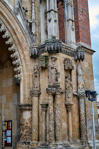 Facade of the Breslauer Dom (Cathedral of St John the Baptist) in Ostrow Tumski district of Wroclaw, Poland. This gothic church was erected in 1272 photo