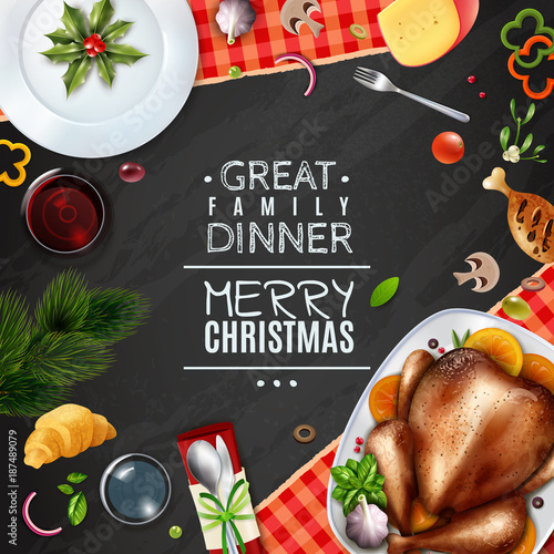 Realistic Turkey Thankgiving Day Christmas Frame