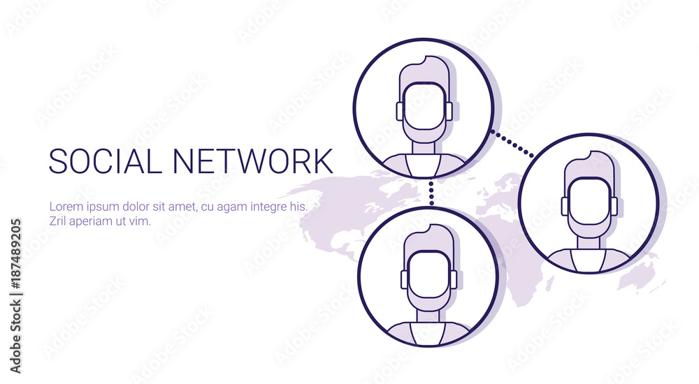 Social Network Communication Concept Web Banner With Copy Space Vector Illustration Social Network Communication Concept Web Banner With Copy Space Vector Illustration