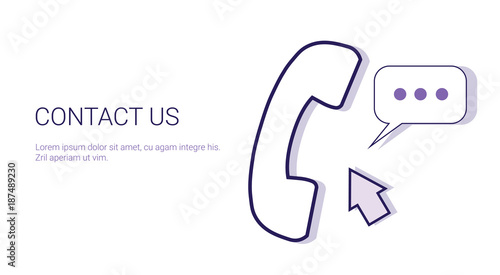 Contact Us Customer Support Information Business Concept Template Web Banner With Copy Space Vector Illustration