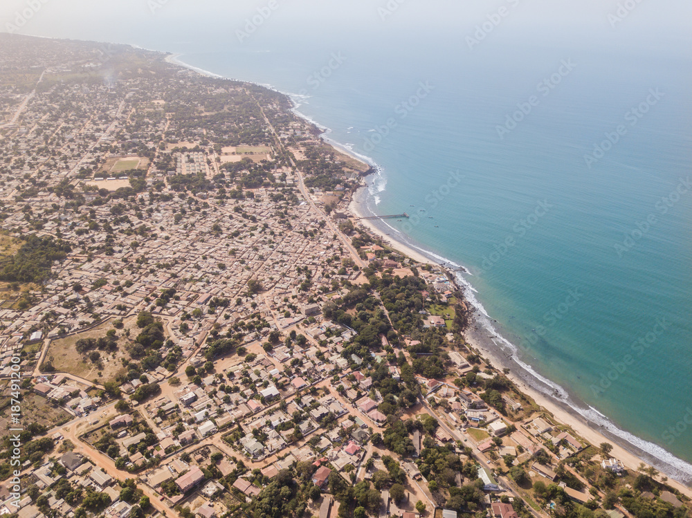The coastline of Gambia from the air