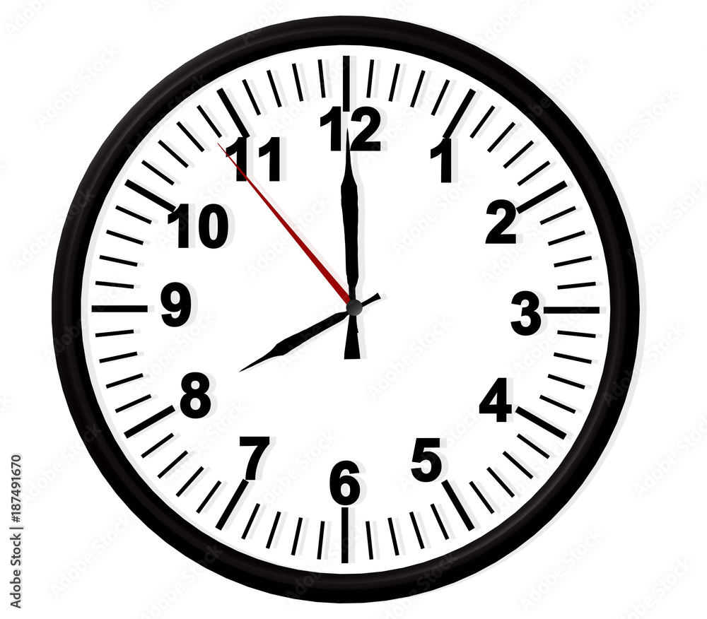clock 8 morning black wall ,face -3d rendering clock 8 morning black wall ,face -3d rendering