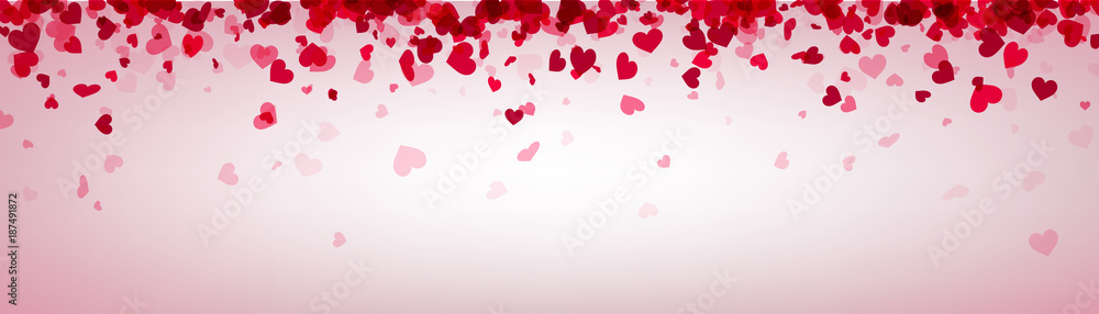 Love valentine's banner with pink hearts.