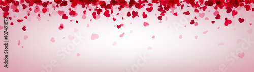 Love valentine's banner with pink hearts.
