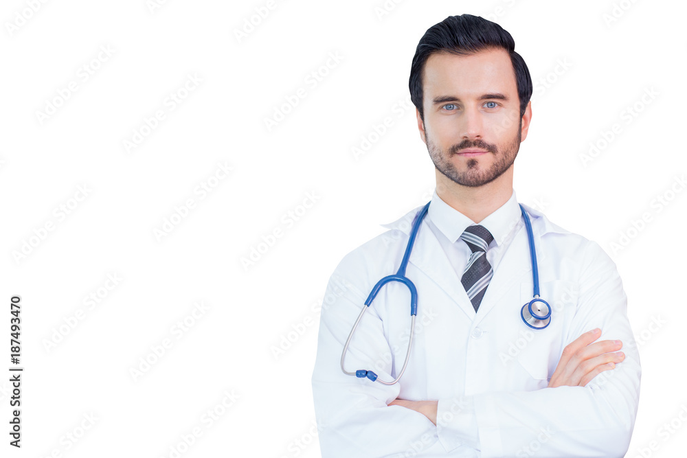 Doctor looking to camera with attractive smiling. People with medical concept. isolated on white background with clipping path. Doctor looking to camera with attractive smiling. People with medical concept. isolated on white background with clipping path.