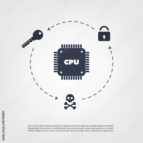 Password or Data Leak Problem Due to CPU Bugs and Vulnerabilities - IT Security Concept Design, Vector Illustration 