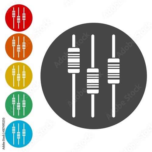 Sliders or faders control board, Fader icon 
