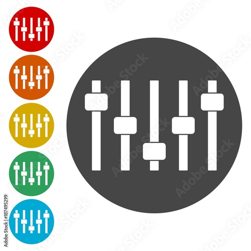 Sliders or faders control board, Fader icon 