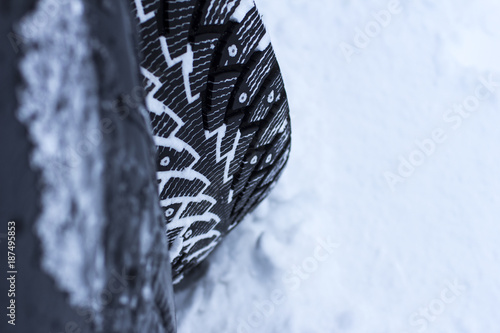 concept - close-up of a car wheel in the snow © tolberto
