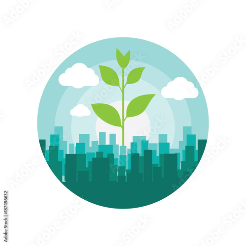 green world illustrations  eco city green concept with leaf  and plant grow symbol city scape  and land green 