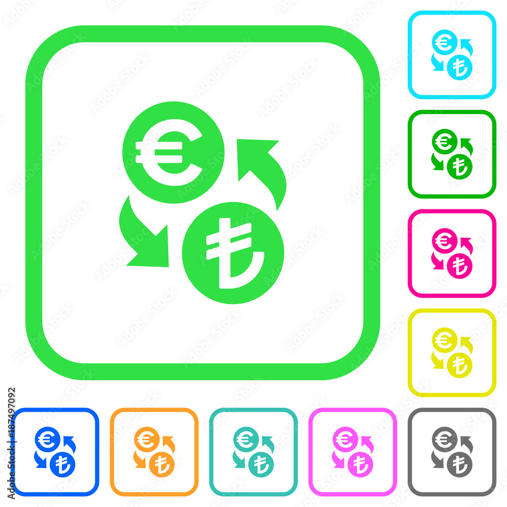 Euro Lira money exchange vivid colored flat icons Euro Lira money exchange vivid colored flat icons