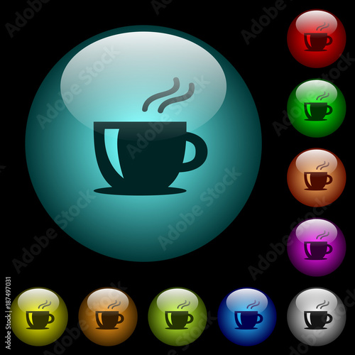 Cappuccino icons in color illuminated glass buttons