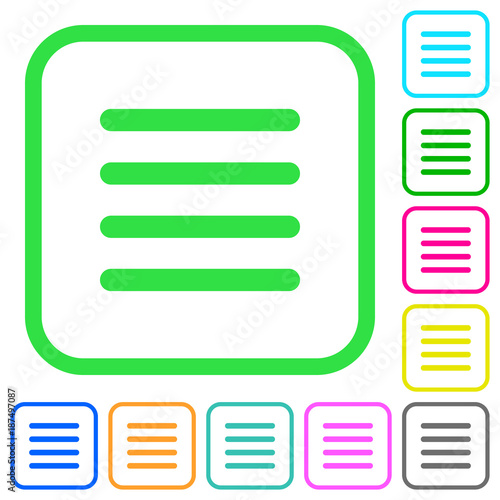 Text align justify vivid colored flat icons