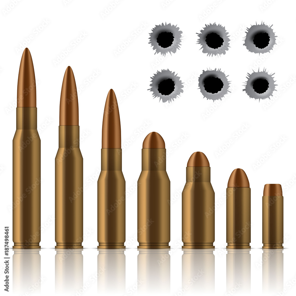 Vetor de Creative vector illustration of realistic shot gun bullets ...