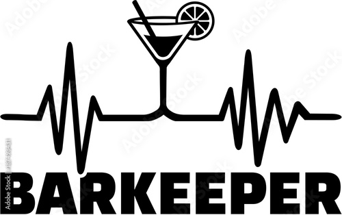 Bartender heartbeat line with job title german