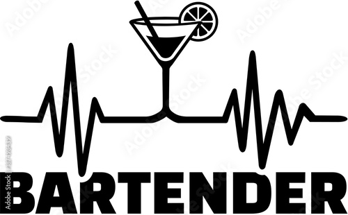 Bartender heartbeat line with job title