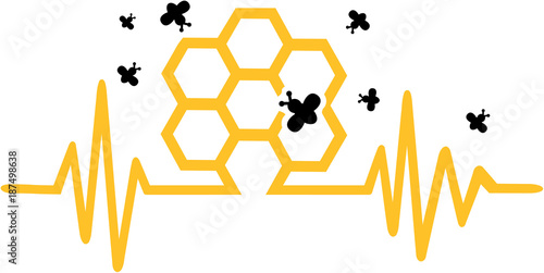 Beekeeper heartbeat line with honeycomb