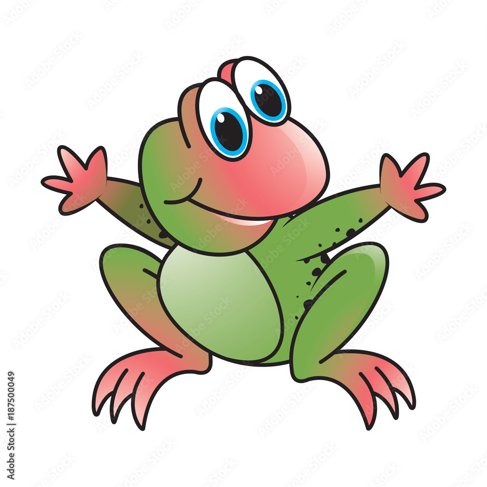 frog vector cartoon or mascot sitting and spreading hands with smile ...