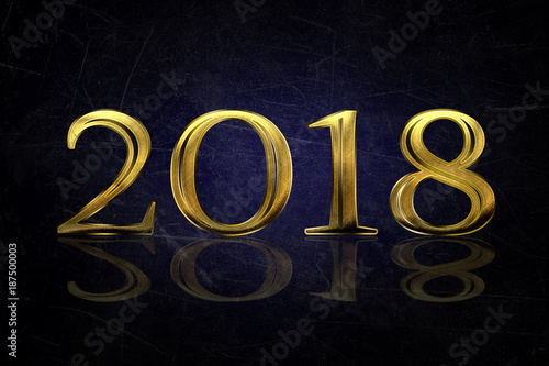 Gold numbers 2018 on a blue background