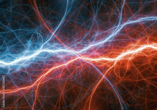 Fire and ice lightning plasma background, electrical abstract