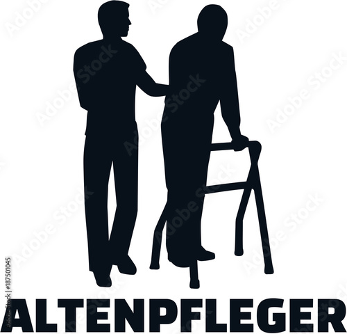 Caregiver silhouette male job title german