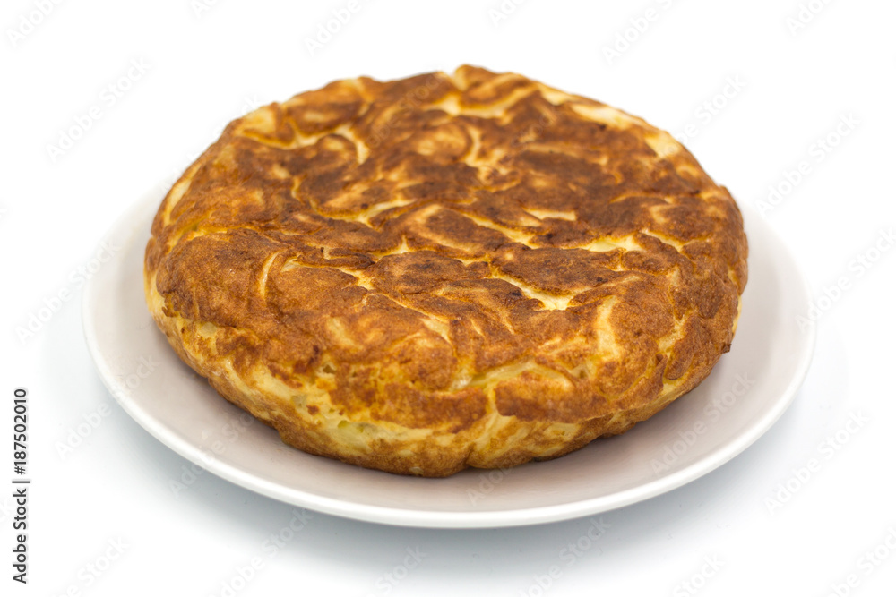 Traditional Spanish tortilla isolated on white background Traditional Spanish tortilla isolated on white background