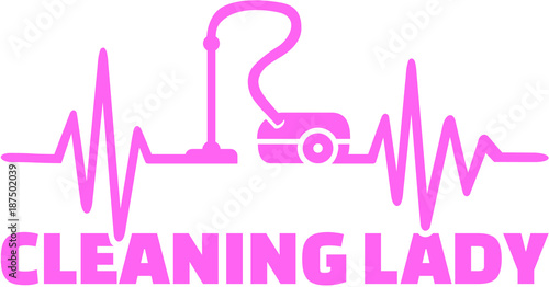 Cleaning lady heartbeat line with job title
